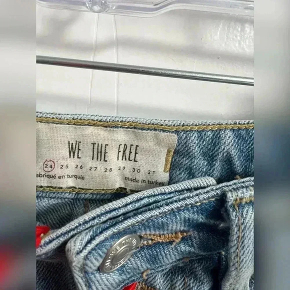 Free People Mini Denim Skirt Size 24 A Line Button Up TRENDING - Picture 5 of 6